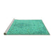 Sideview of Machine Washable Persian Turquoise Traditional Area Rugs, wshtr1235turq