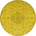 Round Persian Yellow Traditional Rug, tr1235yw