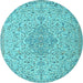 Round Persian Light Blue Traditional Rug, tr1235lblu