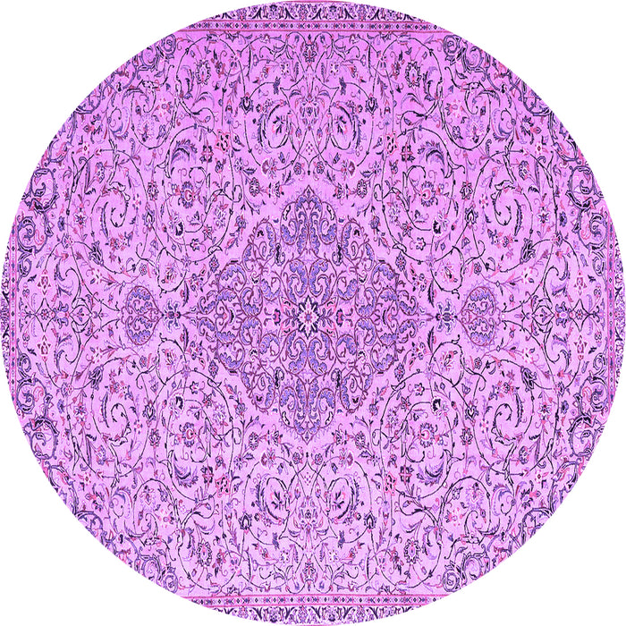 Round Machine Washable Persian Purple Traditional Area Rugs, wshtr1235pur