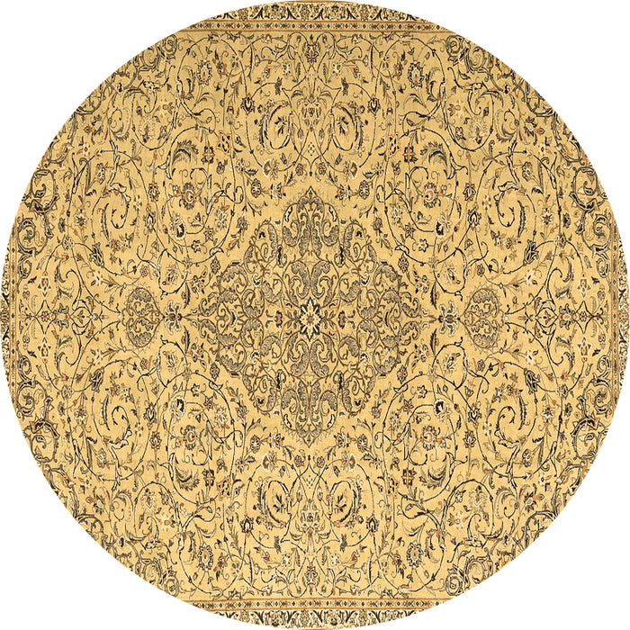 Round Persian Brown Traditional Rug, tr1235brn