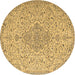 Round Persian Brown Traditional Rug, tr1235brn