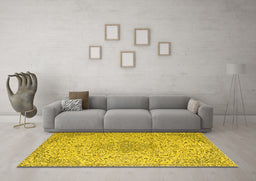 Machine Washable Persian Yellow Traditional Rug in a Living Room, wshtr1235yw