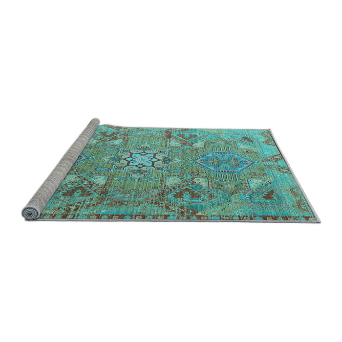 Sideview of Machine Washable Persian Light Blue Traditional Rug, wshtr1236lblu