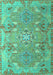 Machine Washable Persian Turquoise Traditional Area Rugs, wshtr1236turq