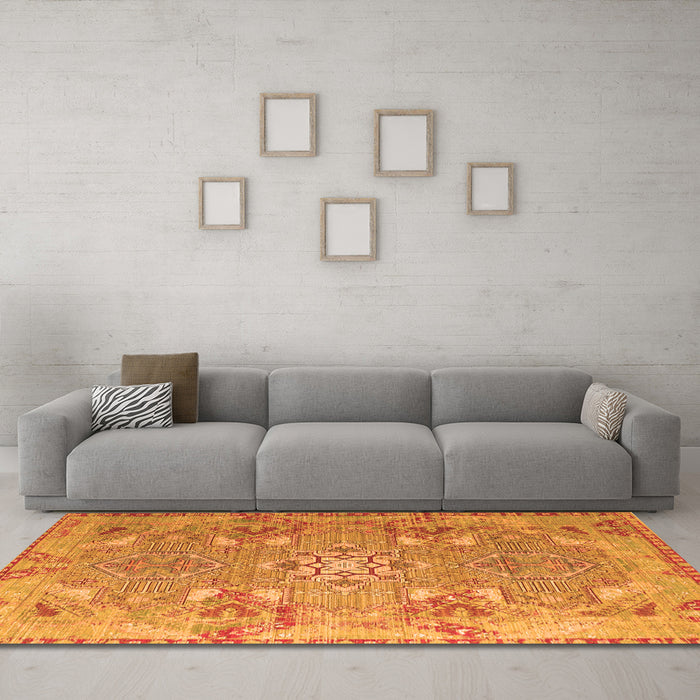Machine Washable Persian Orange Traditional Area Rugs in a Living Room, wshtr1236org