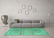 Machine Washable Persian Turquoise Traditional Area Rugs in a Living Room,, wshtr1236turq