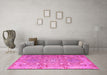 Machine Washable Persian Pink Traditional Rug in a Living Room, wshtr1236pnk