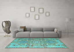 Machine Washable Persian Light Blue Traditional Rug in a Living Room, wshtr1236lblu