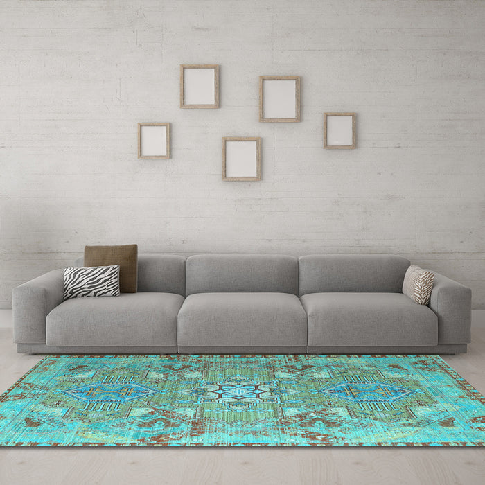 Machine Washable Persian Light Blue Traditional Rug in a Living Room, wshtr1236lblu