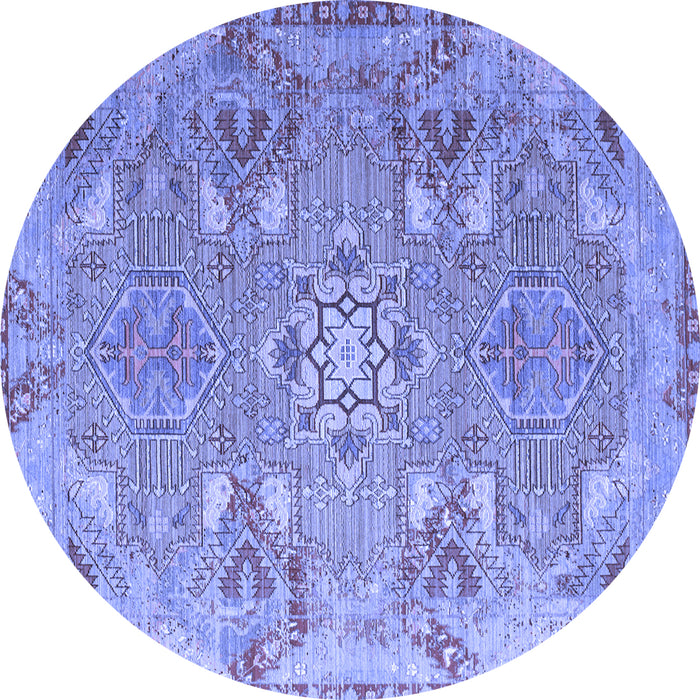 Round Persian Blue Traditional Rug, tr1236blu