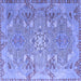 Square Machine Washable Persian Blue Traditional Rug, wshtr1236blu