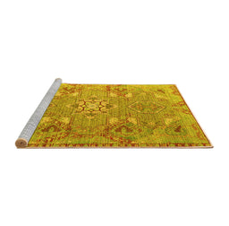 Sideview of Machine Washable Persian Yellow Traditional Rug, wshtr1236yw