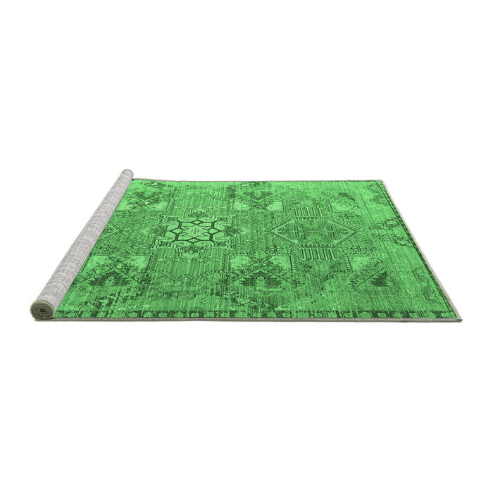 Sideview of Machine Washable Persian Emerald Green Traditional Area Rugs, wshtr1236emgrn