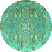 Round Persian Turquoise Traditional Rug, tr1236turq