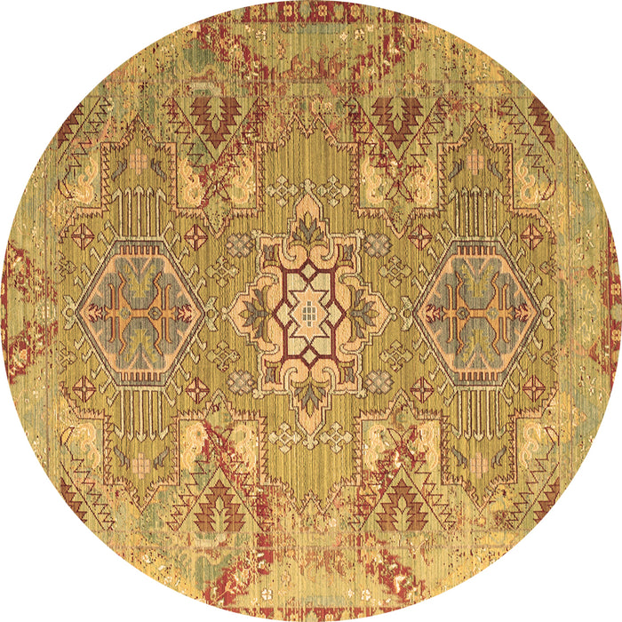 Round Persian Brown Traditional Rug, tr1236brn