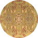 Round Persian Brown Traditional Rug, tr1236brn