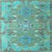 Square Machine Washable Persian Light Blue Traditional Rug, wshtr1236lblu