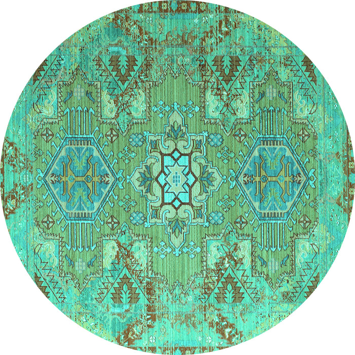 Round Machine Washable Persian Turquoise Traditional Area Rugs, wshtr1236turq