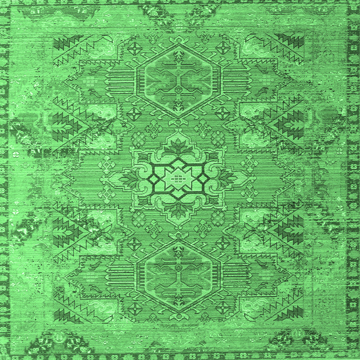 Square Persian Emerald Green Traditional Rug, tr1236emgrn