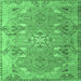 Square Persian Emerald Green Traditional Rug, tr1236emgrn