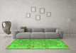 Machine Washable Persian Green Traditional Area Rugs in a Living Room,, wshtr1236grn