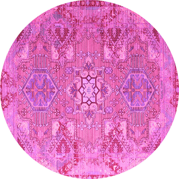 Round Persian Pink Traditional Rug, tr1236pnk