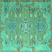 Square Machine Washable Persian Turquoise Traditional Area Rugs, wshtr1236turq