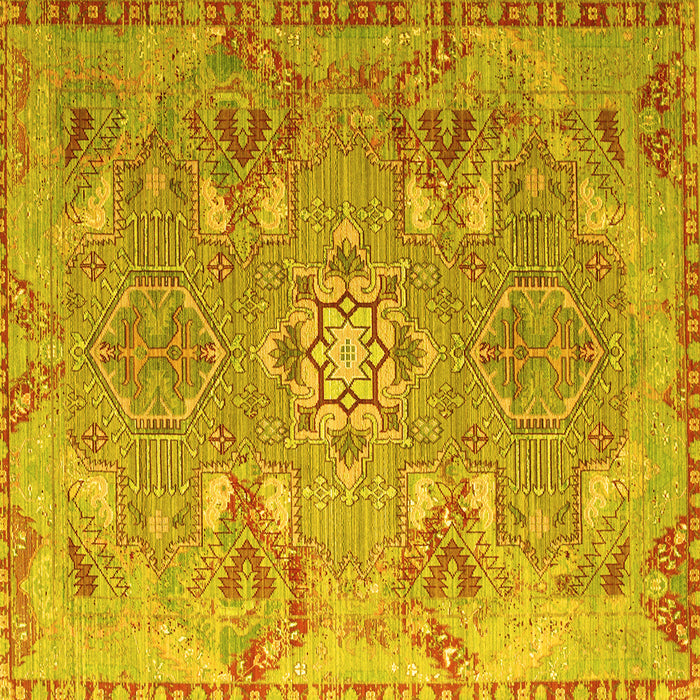Square Machine Washable Persian Yellow Traditional Rug, wshtr1236yw