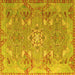 Square Machine Washable Persian Yellow Traditional Rug, wshtr1236yw