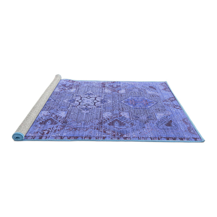 Sideview of Machine Washable Persian Blue Traditional Rug, wshtr1236blu