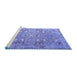 Sideview of Machine Washable Persian Blue Traditional Rug, wshtr1236blu