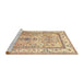 Sideview of Machine Washable Traditional Brown Gold Rug, wshtr1237