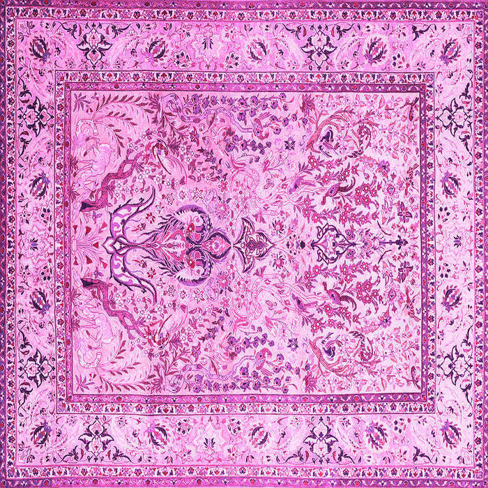 Square Machine Washable Persian Pink Traditional Rug, wshtr1237pnk