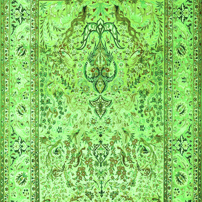 Serging Thickness of Machine Washable Persian Green Traditional Area Rugs, wshtr1237grn