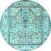 Round Persian Light Blue Traditional Rug, tr1237lblu