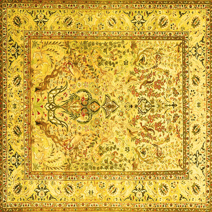 Square Machine Washable Persian Yellow Traditional Rug, wshtr1237yw