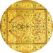 Round Persian Yellow Traditional Rug, tr1237yw