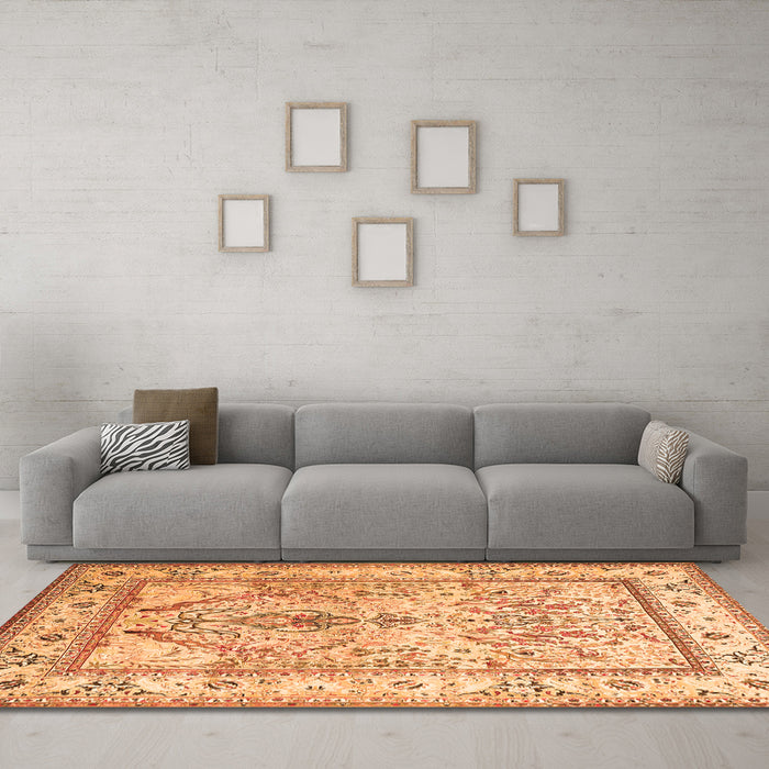 Machine Washable Persian Orange Traditional Area Rugs in a Living Room, wshtr1237org
