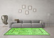 Machine Washable Persian Green Traditional Area Rugs in a Living Room,, wshtr1237grn