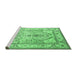 Sideview of Machine Washable Persian Emerald Green Traditional Area Rugs, wshtr1237emgrn