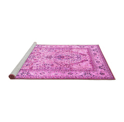 Sideview of Machine Washable Persian Pink Traditional Rug, wshtr1237pnk