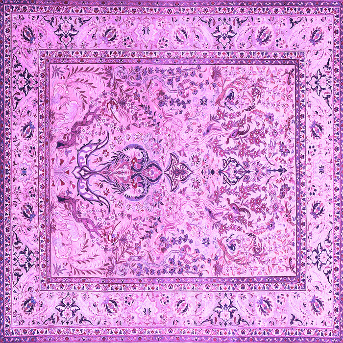 Square Machine Washable Persian Purple Traditional Area Rugs, wshtr1237pur