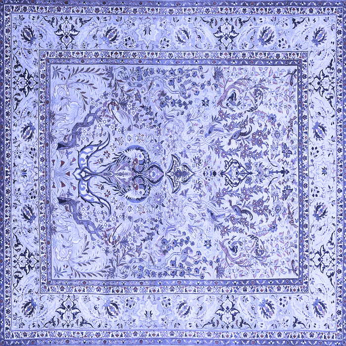 Square Machine Washable Persian Blue Traditional Rug, wshtr1237blu