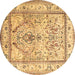 Round Persian Brown Traditional Rug, tr1237brn