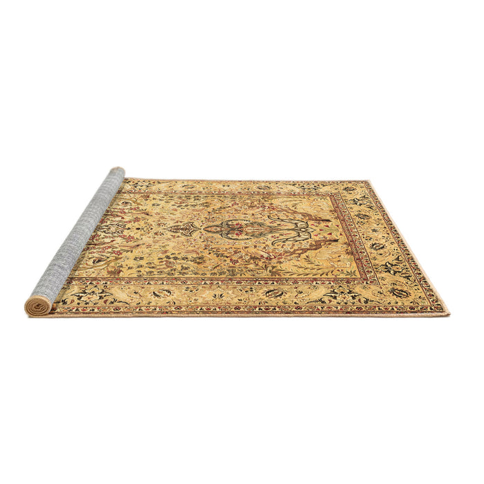 Sideview of Machine Washable Persian Brown Traditional Rug, wshtr1237brn