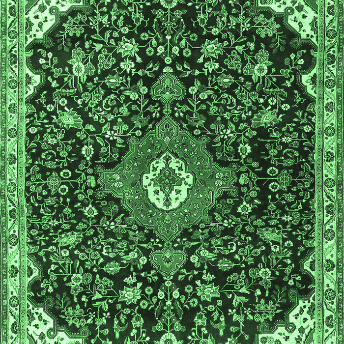 Machine Washable Medallion Emerald Green Traditional Area Rugs, wshtr1238emgrn