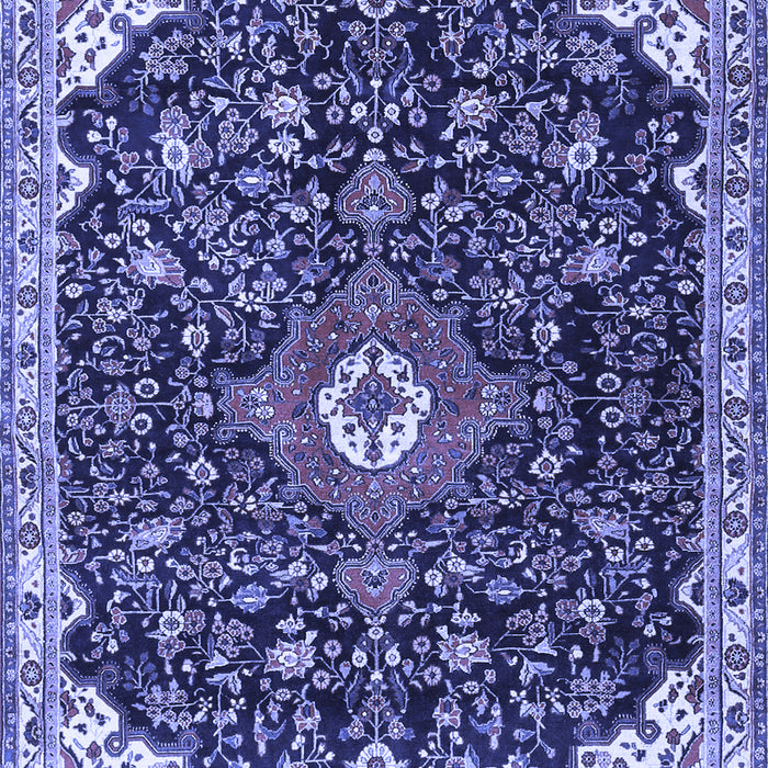 Machine Washable Medallion Blue Traditional Rug, wshtr1238blu