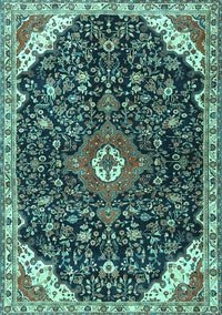 Medallion Turquoise Traditional Rug, tr1238turq