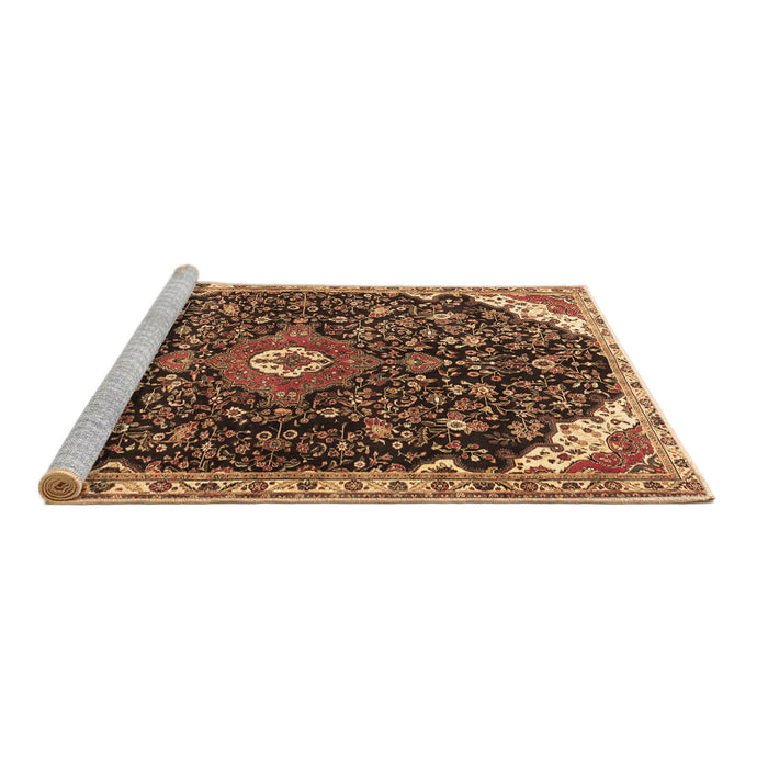Sideview of Machine Washable Medallion Brown Traditional Rug, wshtr1238brn